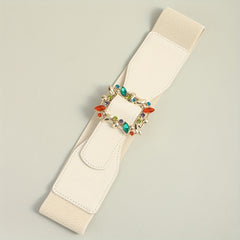 Colorful Crystal Buckle Belt Wide Waistband for Women