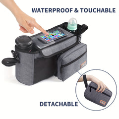 Stroller Organizer Bag with Detachable Zipper Bag Mobile Holder Bottle Holder