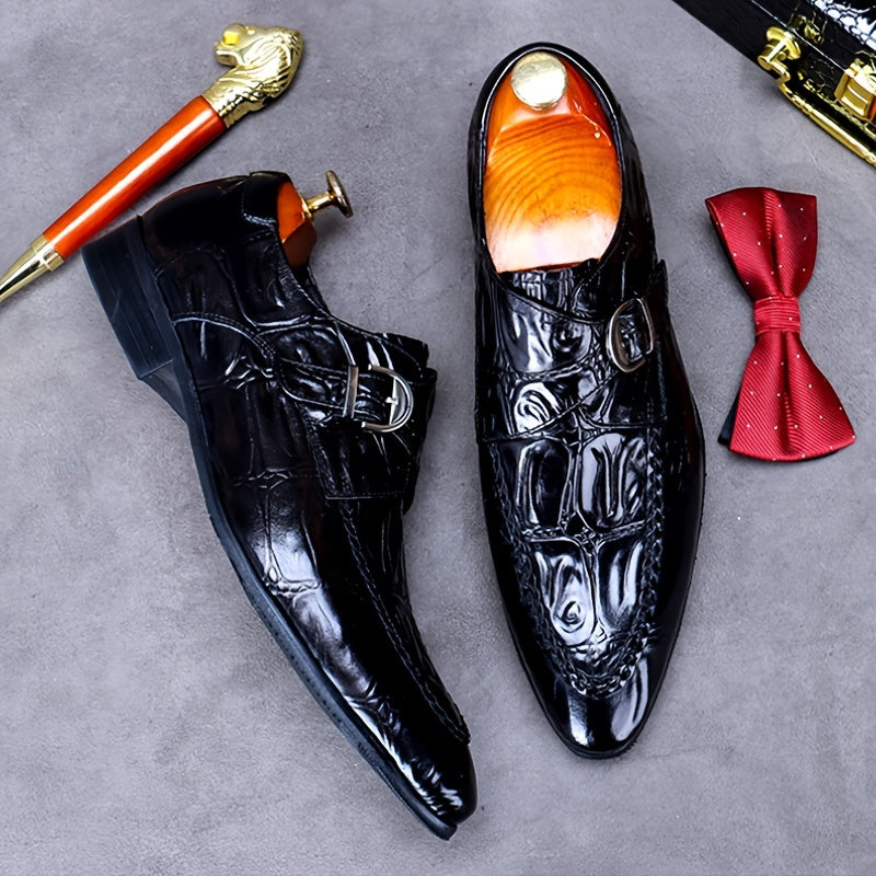 Men's Leather Pointed Toe Slip On Formal Dress Shoes For Wedding