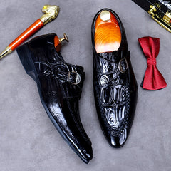 Men's Leather Pointed Toe Slip On Formal Dress Shoes For Wedding