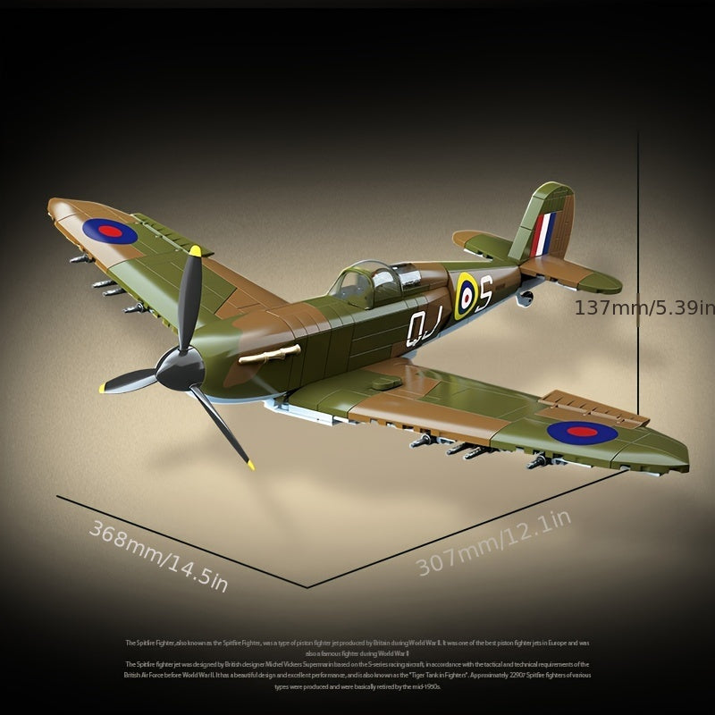 682pcs Military Airplane Model Building Blocks Toy Vintage Fighter Plane