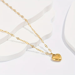 Heart Pendant Necklace for Women Girls 14K Plated