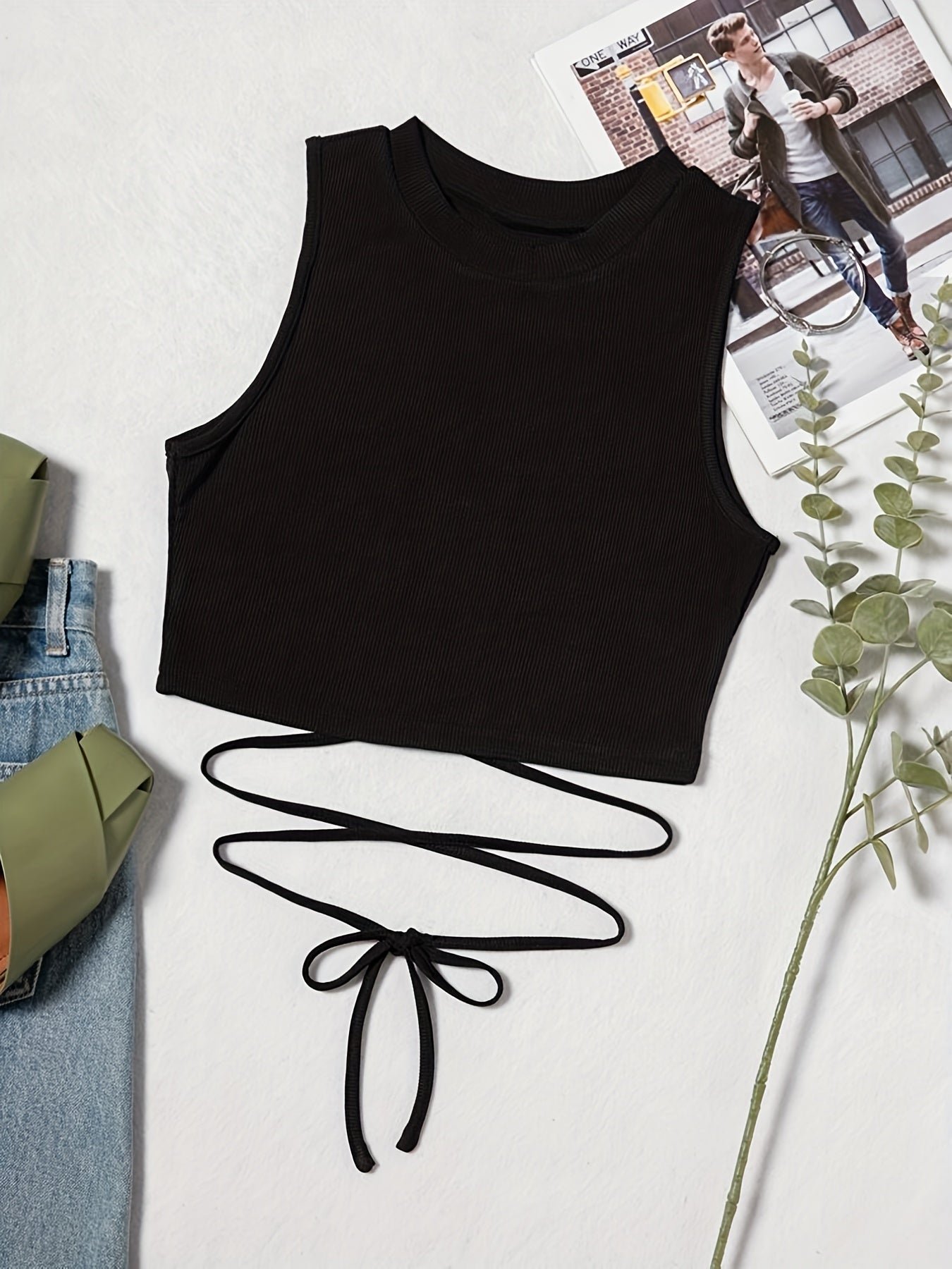 Sexy Lace Up Tie Back Tank Top Womens Crop Top