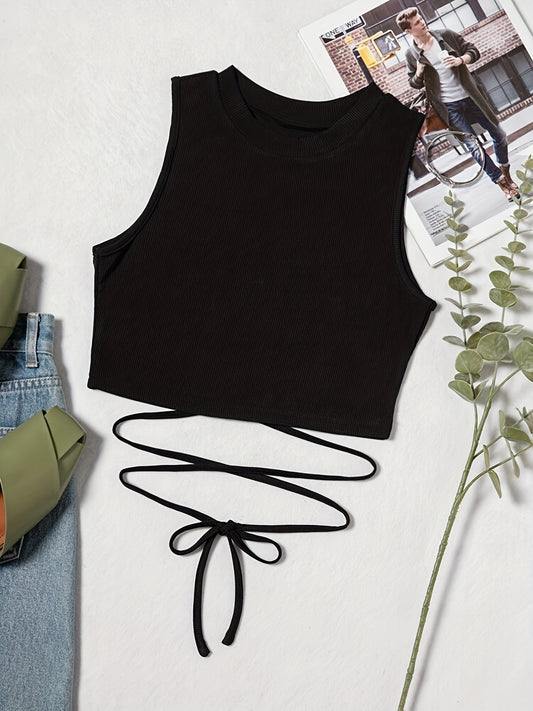 Sexy Lace Up Tie Back Tank Top Womens Crop Top
