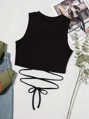 Sexy Lace Up Tie Back Tank Top Womens Crop Top