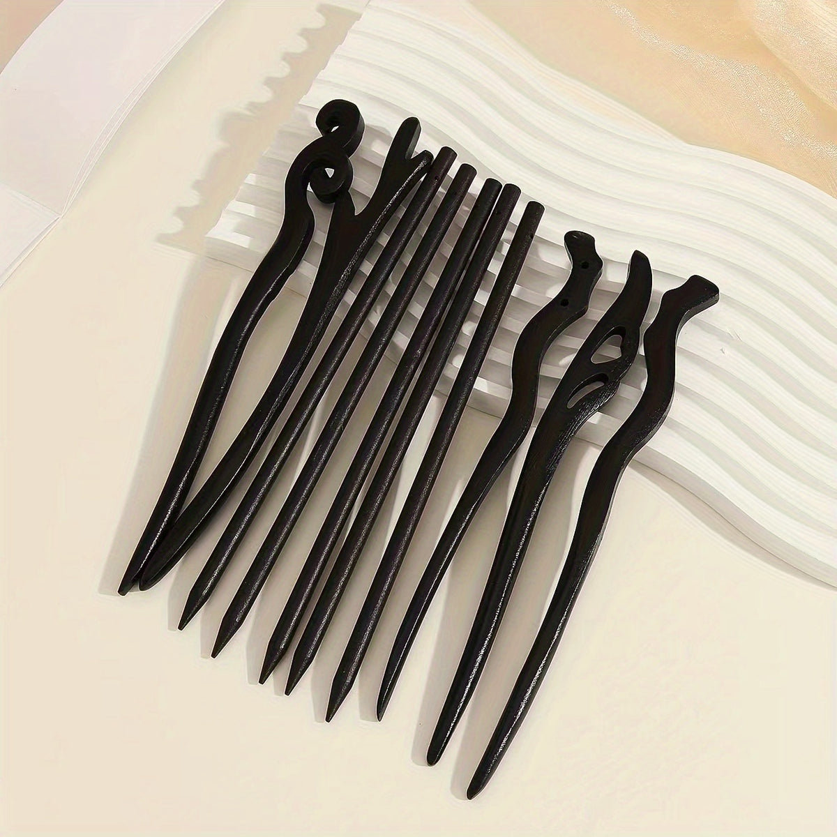 10pcs Sandalwood Hair Chopsticks for Bun Ponytail