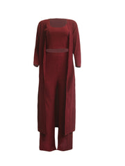  Ribbed Tank Top & Pants & Cardigan Set High Stretch Outfit