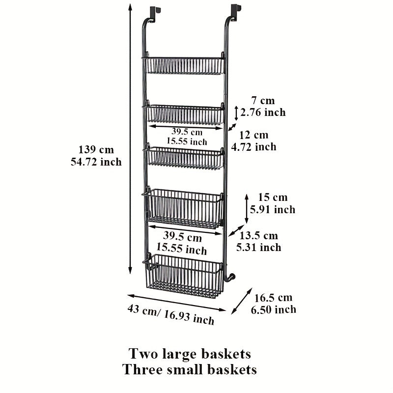 Adjustable 5 Layer Storage Rack for Door Back Bedroom Door Mounted Storage Rack