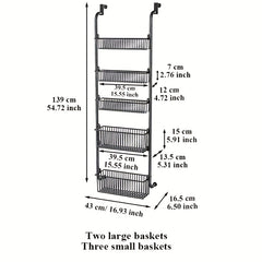 Adjustable 5 Layer Storage Rack for Door Back Bedroom Door Mounted Storage Rack