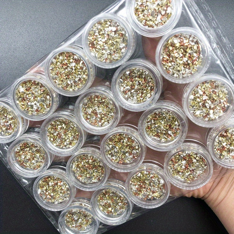 20 Metallic Crystal Chips Sprinkles for Resin Nail Art and DIY Crafts