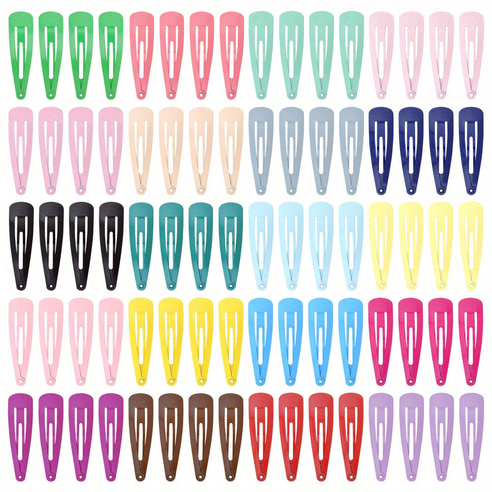 100pcs Colorful Snap Clip Metal Hair Clip for Women Girls