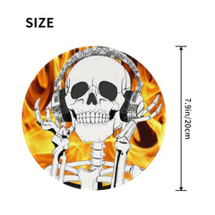 Happy Skull Pattern 20x20cm Mouse Pad Non-slip Rubber Sewn Edge