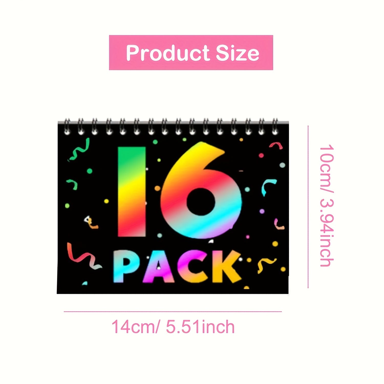 16 Pack Rainbow Scratch Off Drawing Paper for Kids Party