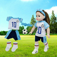 Soccer Outfit Set for 18 Dolls Shirt Shorts Headband Socks Football