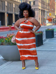  Tie Dye Bodycon Midi Cami Dress