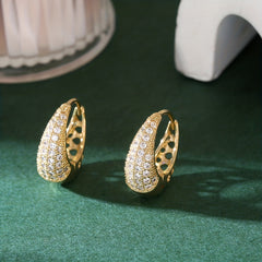 Hollow Earrings 14K Plated Zircon Sparkling Ladies Earrings