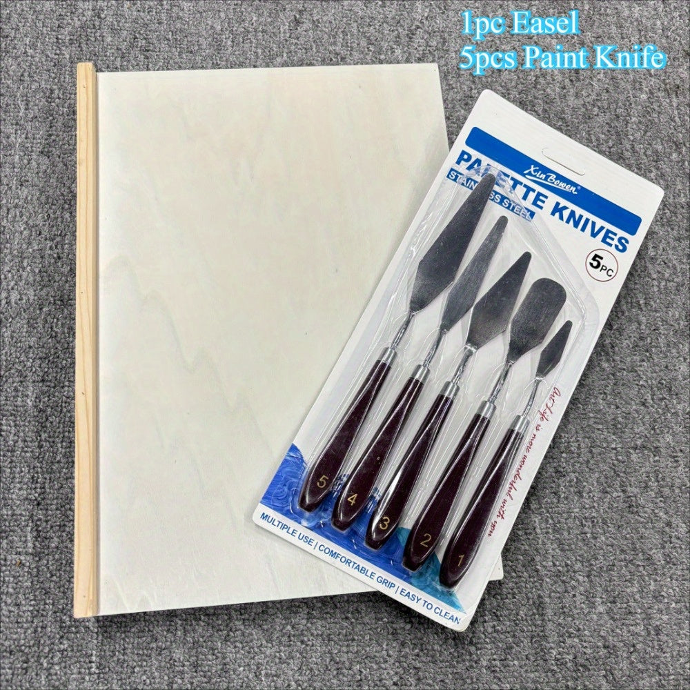 6pcs Tabletop Easel & Palette Paint Set for Mixing Paints Angle Painting