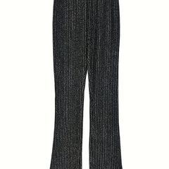 Women's Plus Glitter Stripe Elastic High Rise Flared Leg Trousers
