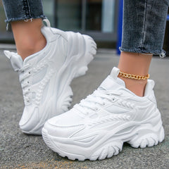 Women's Breathable Mesh Platform Sneakers Casual Lace Up Outdoor Shoes