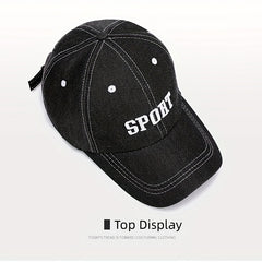 Denim Baseball Cap Solid Adjustable Leisure Cap Plain Curved Sun Visor Hat
