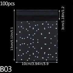100pcs Self Adhesive Polka Dot Cellophane Cookie Bags