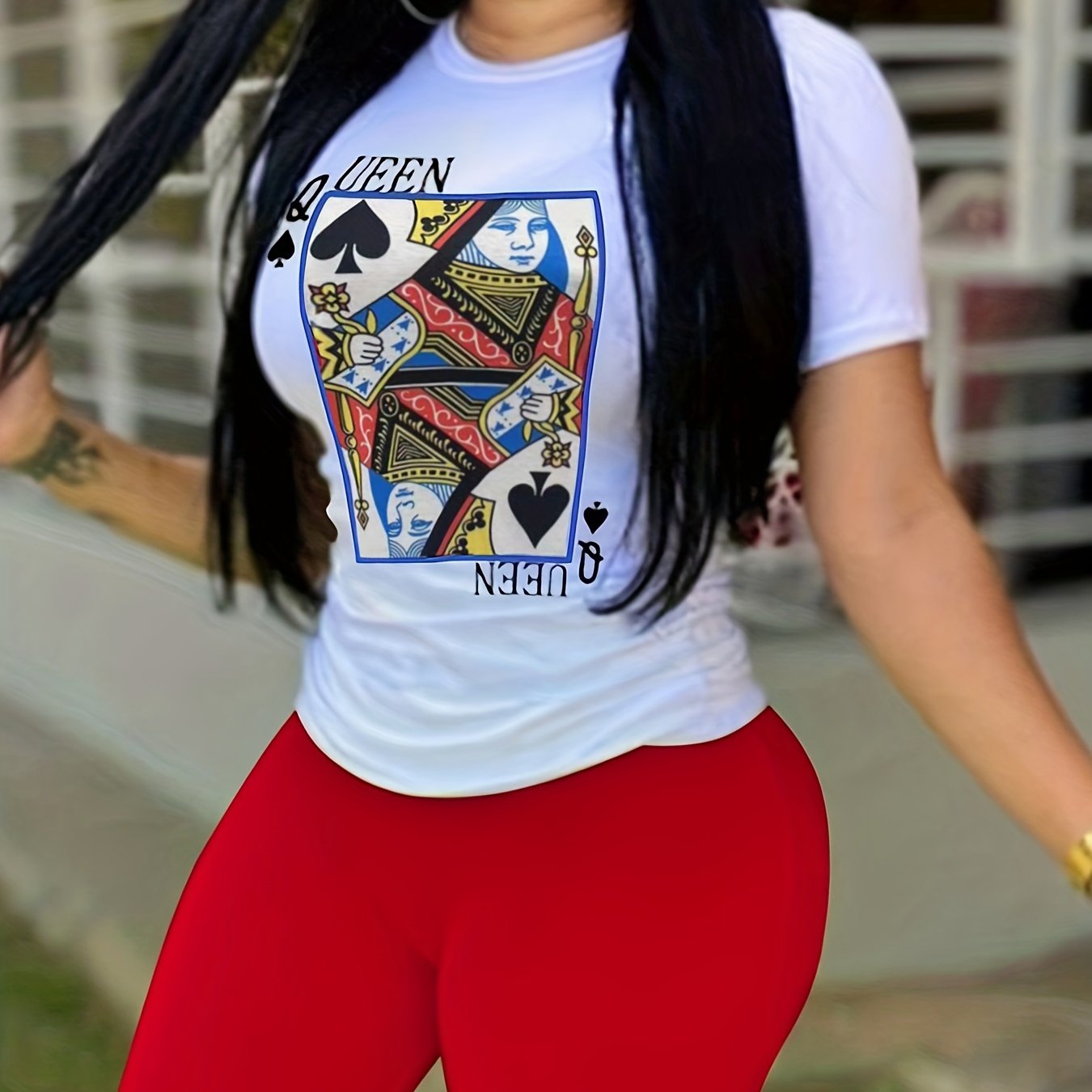  Poker Card Print 2 Piece Set Crop Top & Shorts Outfit