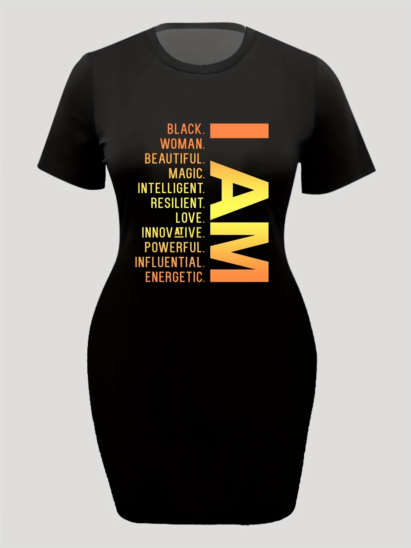  Slogan Print Short Sleeve Tee Dress
