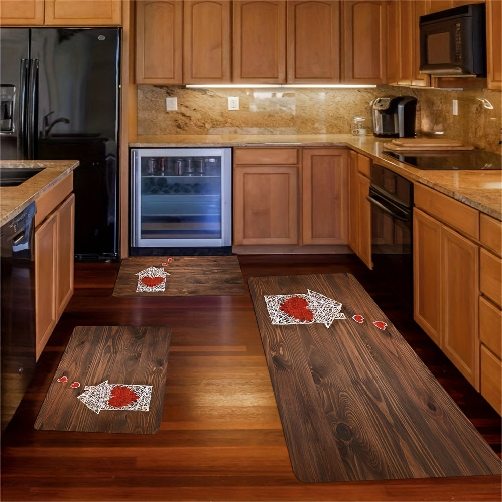 Vintage Wood Print Kitchen Rug Soft Cushioned Anti Fatigue Comfortable Mat
