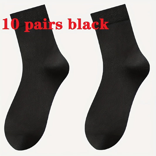 10 Pairs Men's Mid Calf Socks Spring Autumn US 6-11