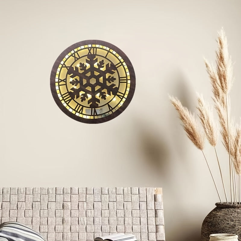 Kids Room LED Wall Clock Retro Wooden Sign Hanging Decoration