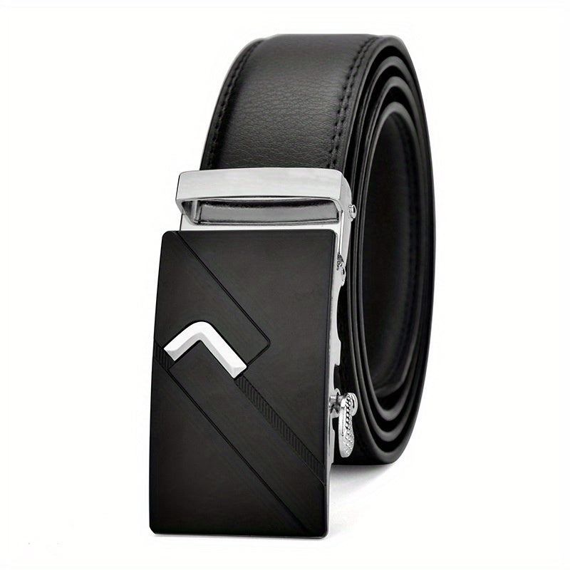 Men's Leather Belt Automatic Buckle Business Suit Waist Strap