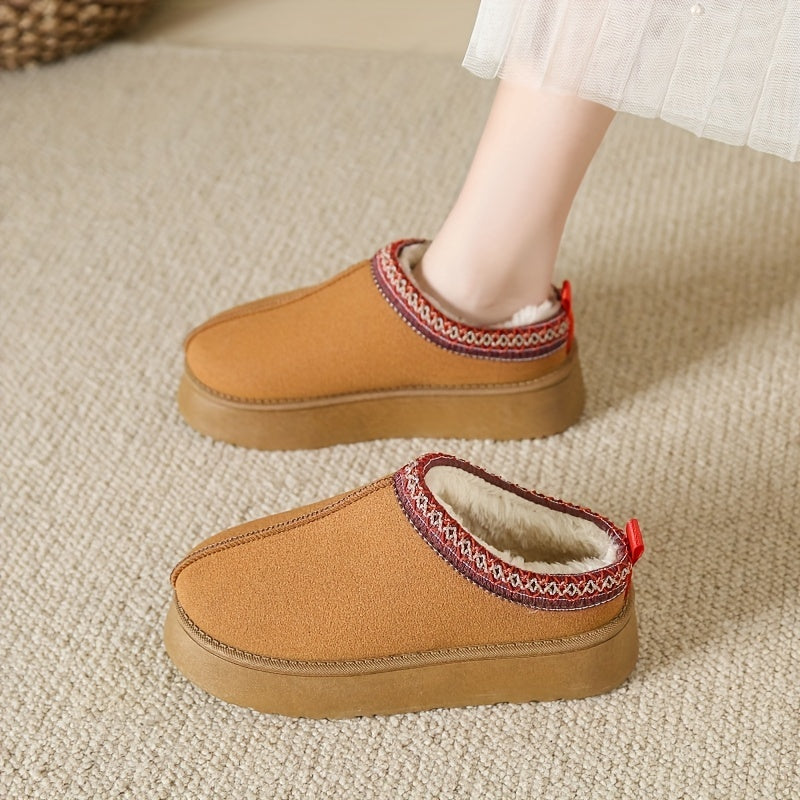 Women's Plush Lined Snow Boots Slip On Winter Ankle Boots