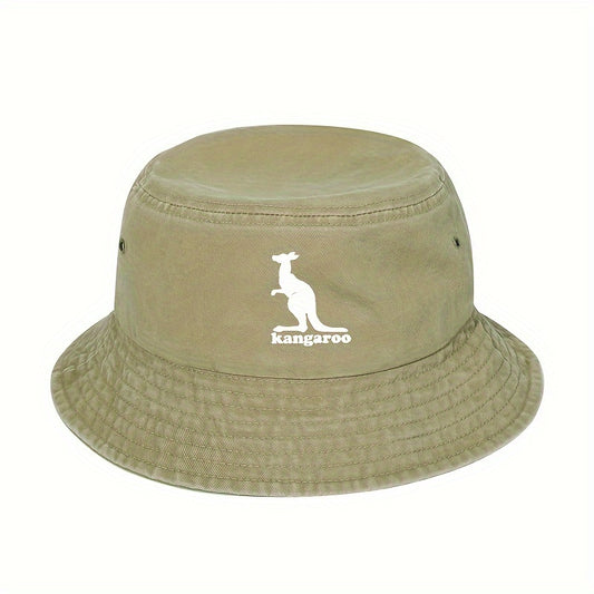 Kangaroo Patterned Fishing Cap Sunshade Bucket Hat for Outdoor Activities