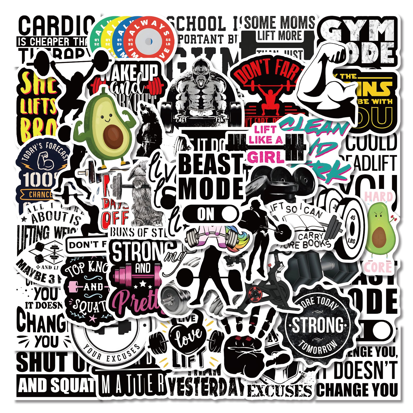 55pcs Waterproof Vinyl Workout Stickers for Sports Enthusiasts