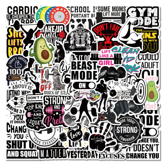 55pcs Waterproof Vinyl Workout Stickers for Sports Enthusiasts