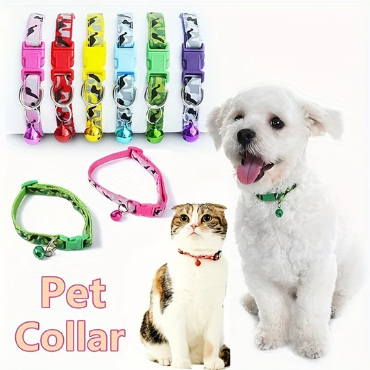 Camo Pet Collar with Bell for Cats & Dogs