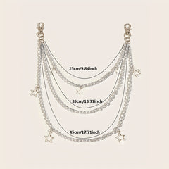Silvery Pentagram Pendant Metal Belly Chain Y2K Jeans Chain