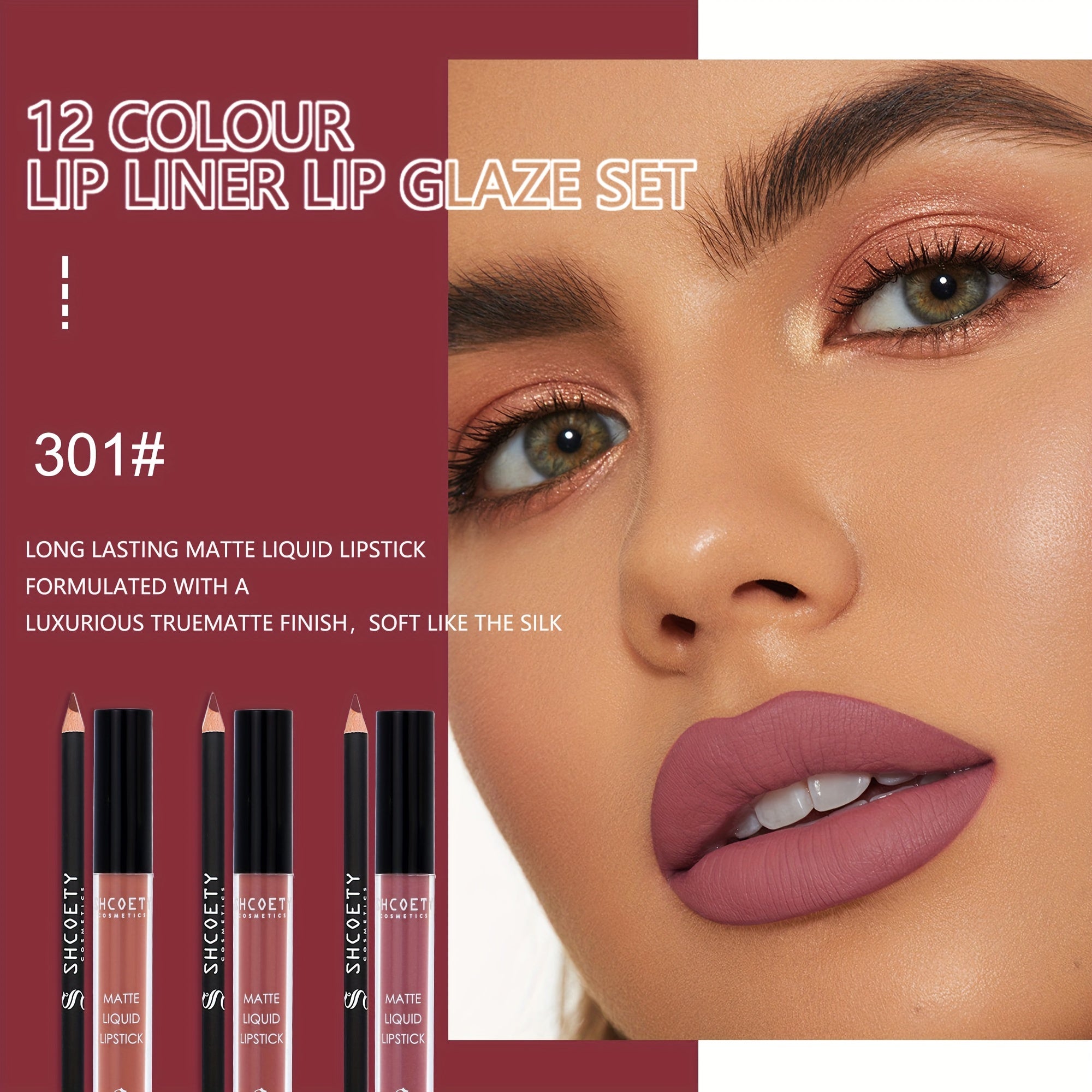 2-in-1 Lipliner & Lip Glaze Set Waterproof Sweat Resistant