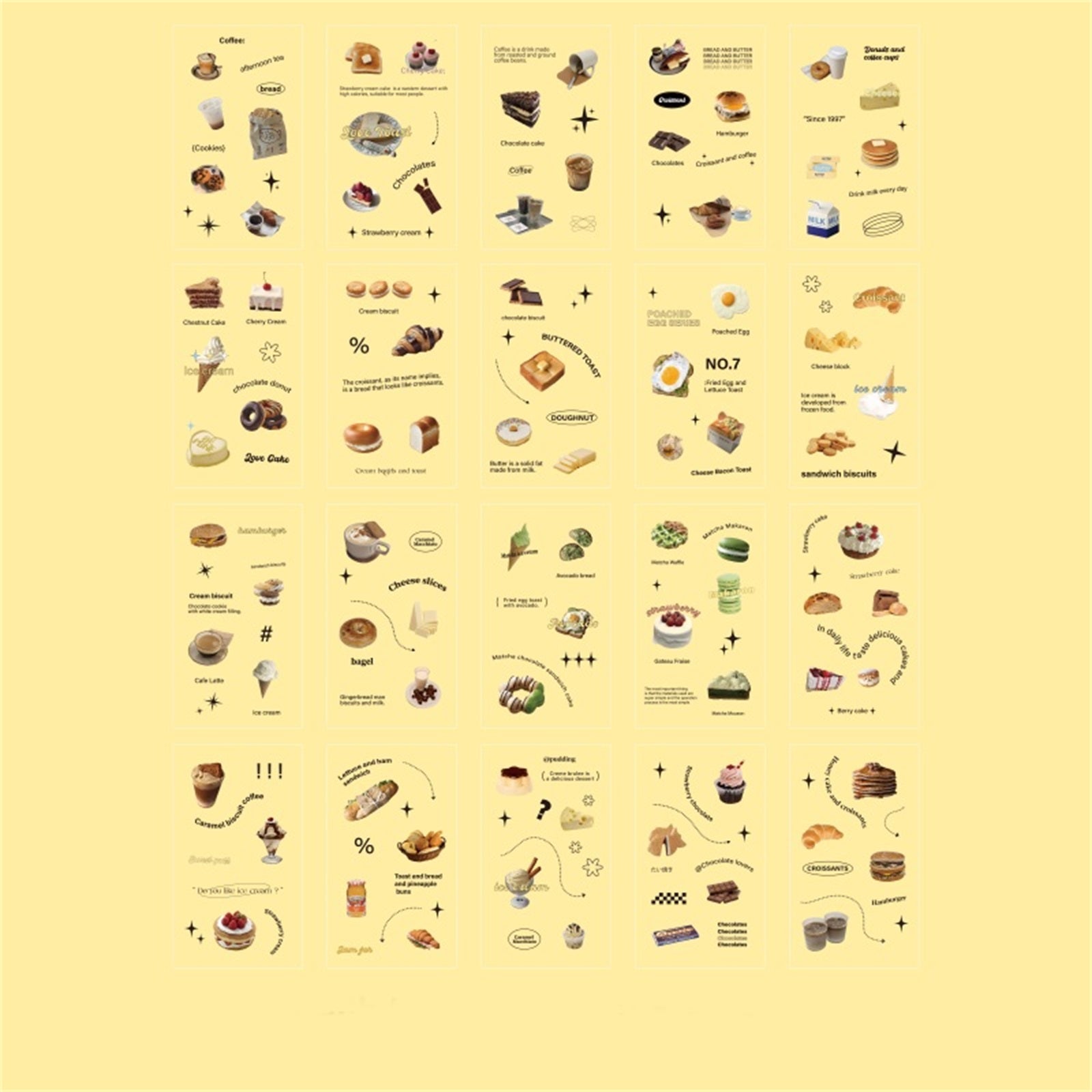 20pcs PET Flat Sticker Retro Literary Theme DIY Journal Decoration