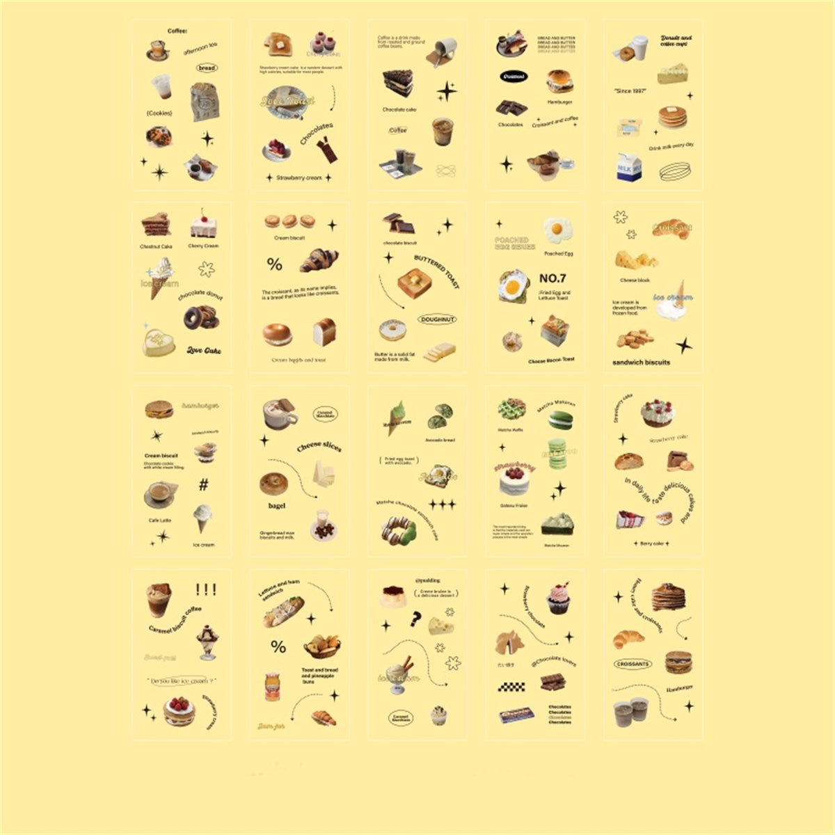 20pcs PET Flat Sticker Retro Literary Theme DIY Journal Decoration