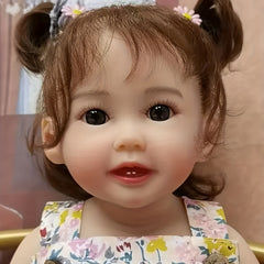 22" Soft Touch Full Vinyl Reborn Baby Smiling Girl Doll