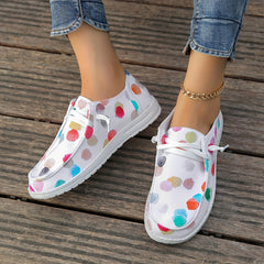 Women's Colorful Canvas Lace Up Sneakers Lightweight Walking Shoes