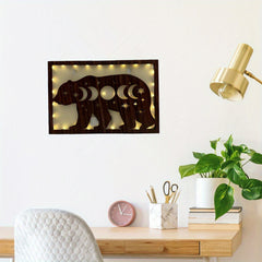 Timing Function LED Bear Shape Lamp Retro Wooden Home Decoration