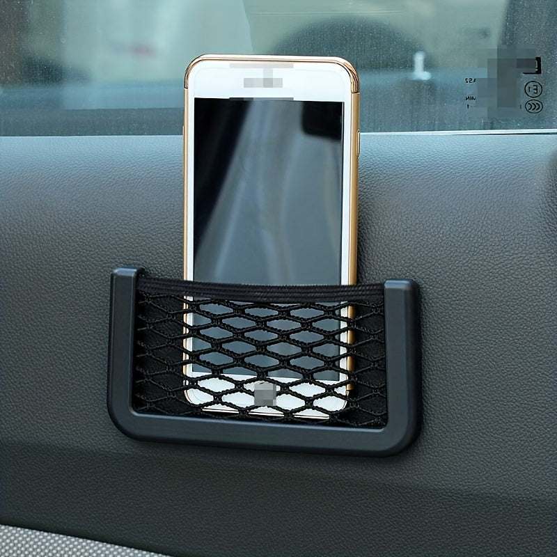 Car Storage Net Pocket Adhesive Hanging Bag For Mobile Phone Card Key