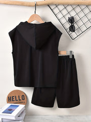 Boys NY Outfit Hooded Tank Top & Shorts Set for Summer