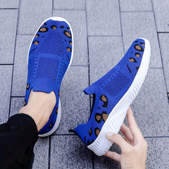Leopard Graphic Knitting Sock Shoes Slip On Casual Walking Shoes