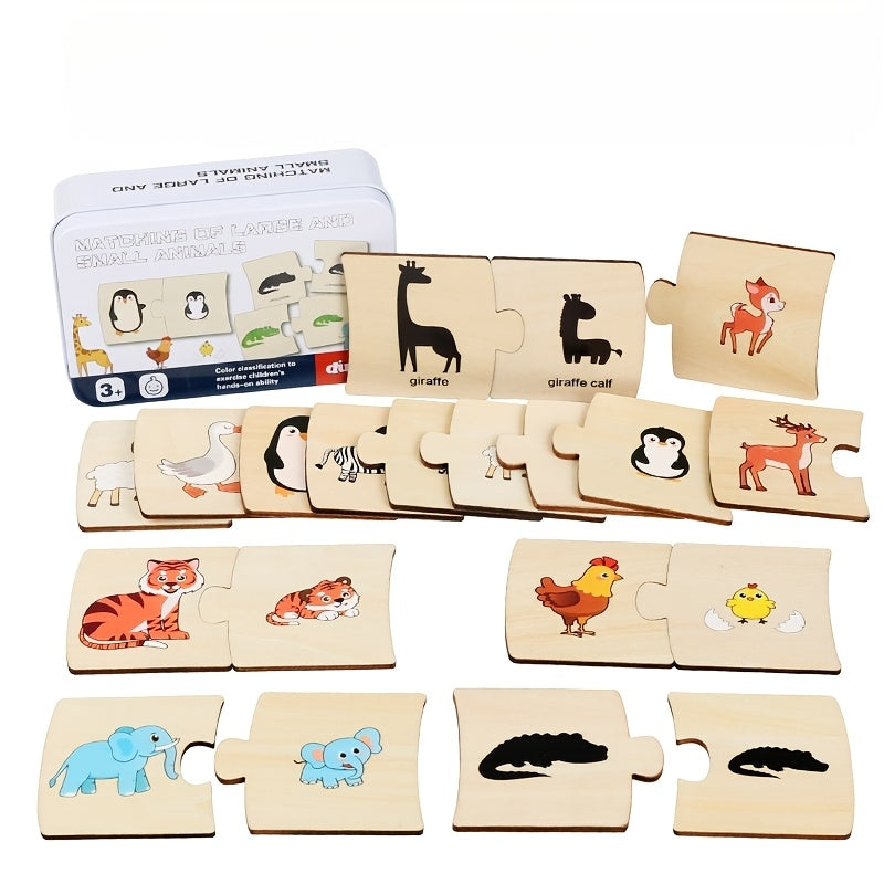 Wooden Shape & Animal Matching Puzzle Toy for Preschool Cognitive Development