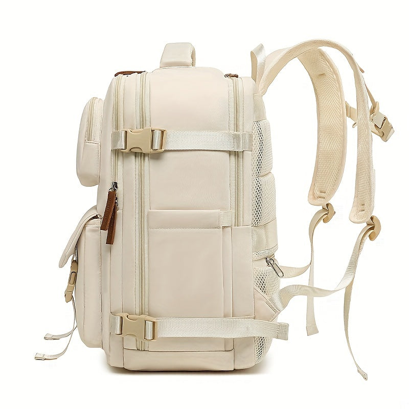 Large Capacity Solid Backpack for Women's Multifunctional Travel Bag