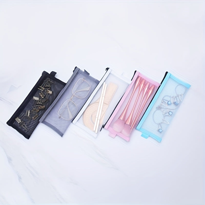 Mesh Pencil Bag Transparent Stationery Bag Pencil Storage Portable Case