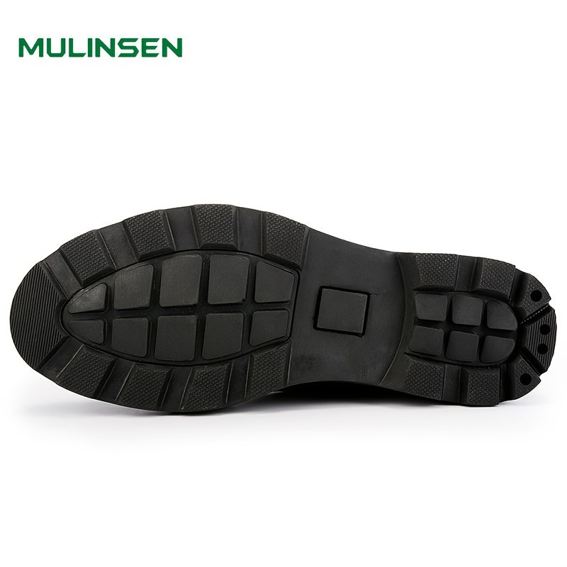 Men's Lace up Boots With Side Zipper Work Shoes